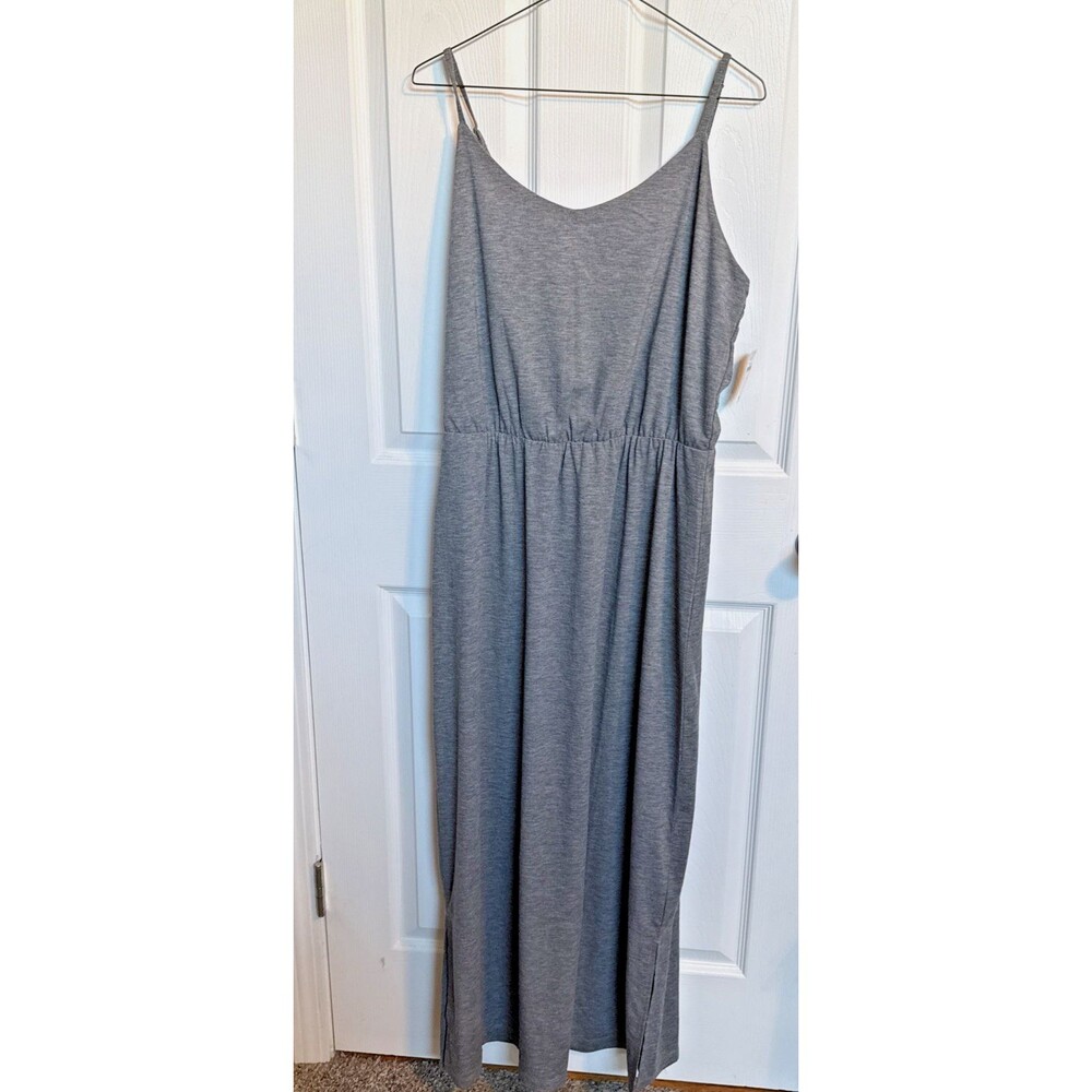 NWT Old Navy Gray Maxi Dress Size Large Tall, Side Slits, Adjustable Straps